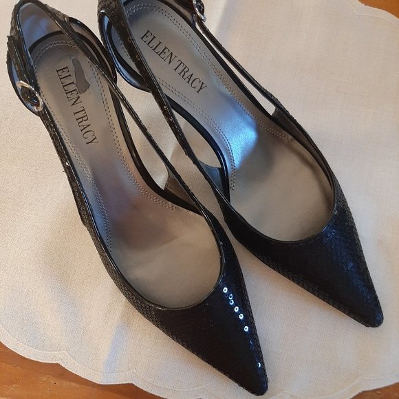 New Ellen Tracy Sequined Evening Heels - Picture 1 of 7